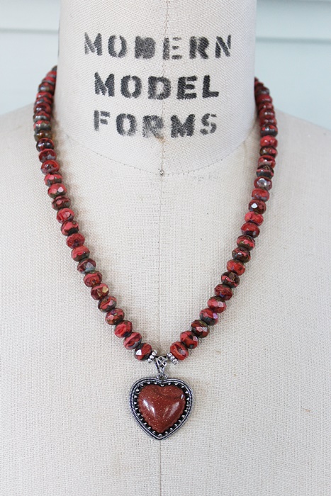 Czech Glass and Sunstone Pendant Necklace - The Yuma Necklace