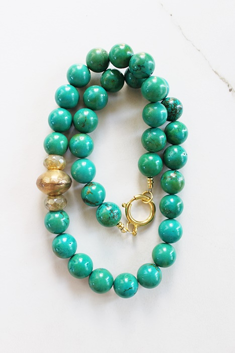 Turquoise or Lime Jade Chunky Statement Necklace - The Lida Necklace