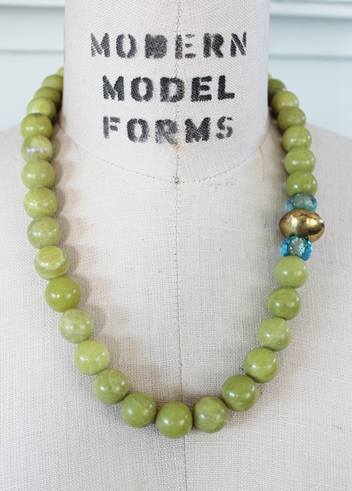 Turquoise or Lime Jade Chunky Statement Necklace - The Lida Necklace