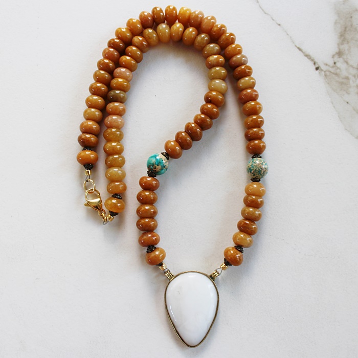 Mixed Glass or Agate Pendant Necklace - The Aubrey Necklace