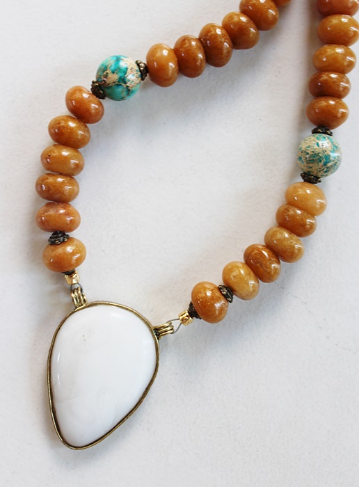 Mixed Glass or Agate Pendant Necklace - The Aubrey Necklace