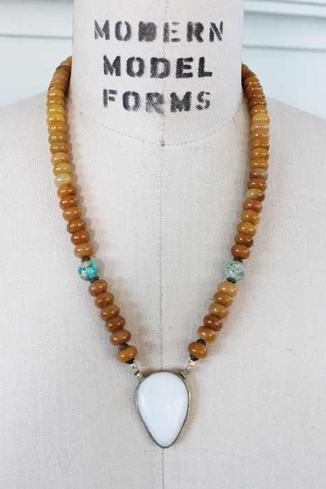 Mixed Glass or Agate Pendant Necklace - The Aubrey Necklace