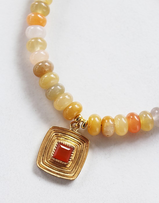 Flower Jade and Carnelian Necklace - The Lizzie Necklace
