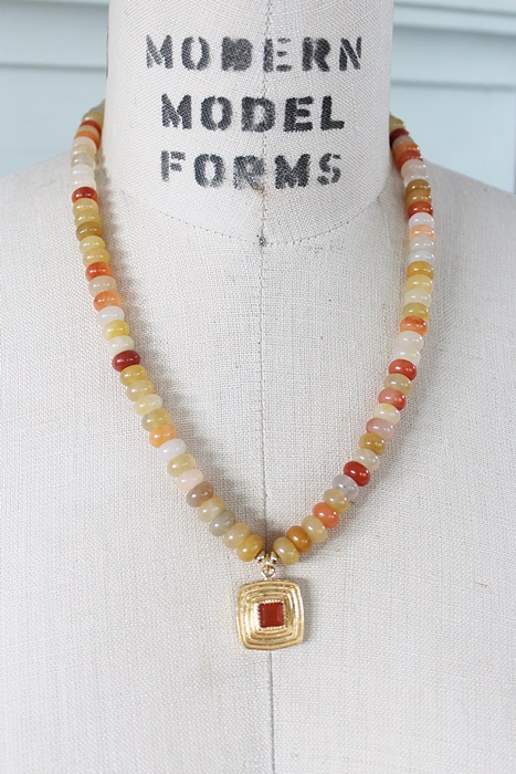 Flower Jade and Carnelian Necklace - The Lizzie Necklace