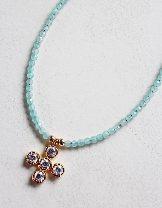 CZ Cross and Gemstone Necklace - The Molly Necklace