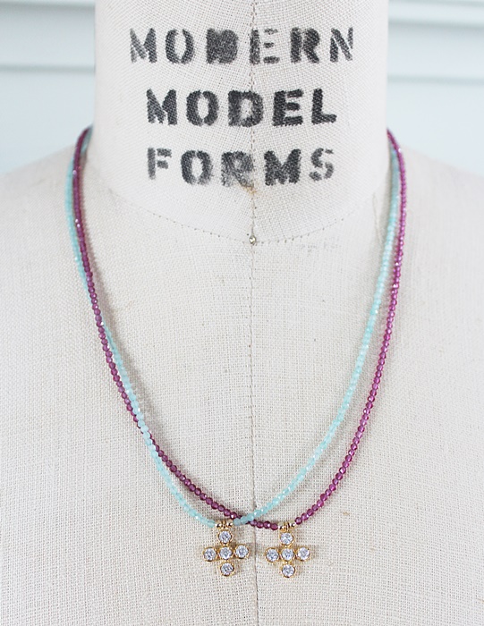 CZ Cross and Gemstone Necklace - The Molly Necklace