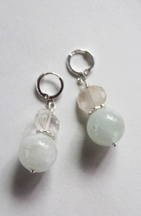 Aquamarine and Golden Rutiliated Quartz Earrings - The Laurie Earrings