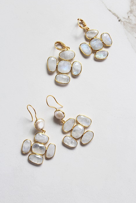 Moonstone Flower Statement Earrings - The Genevieve Earrings