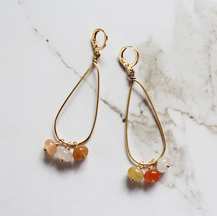 Flower Jade Hoop Dangle Earrings - The Lizzie Earrings