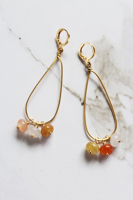 Flower Jade Hoop Dangle Earrings - The Lizzie Earrings