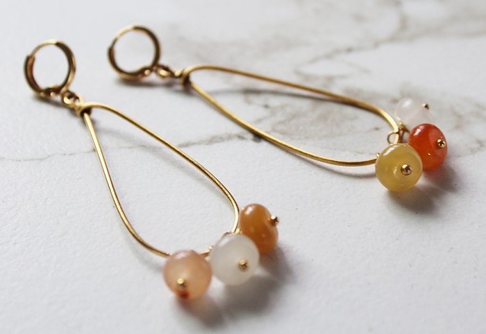 Flower Jade Hoop Dangle Earrings - The Lizzie Earrings