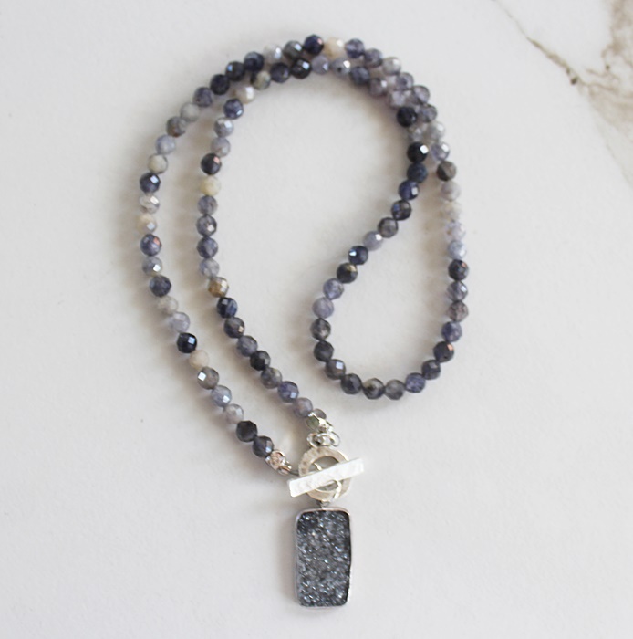 Iolite and Druzy Necklace - The Pacific Necklace