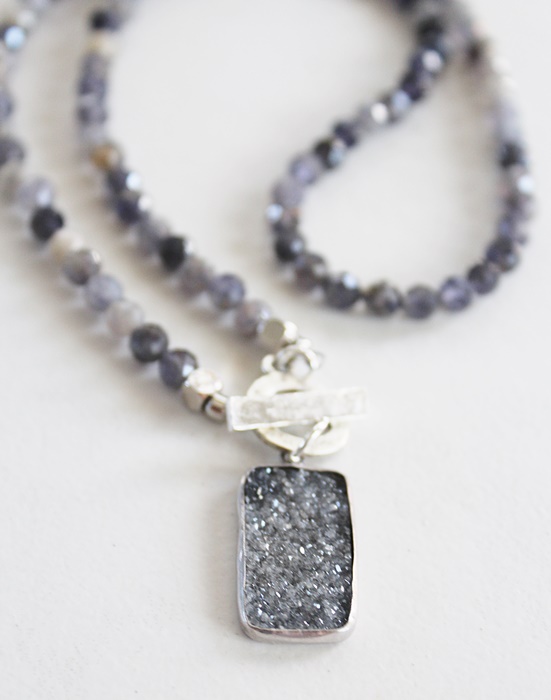 Iolite and Druzy Necklace - The Pacific Necklace