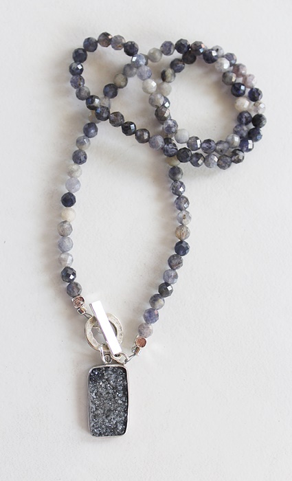 Iolite and Druzy Necklace - The Pacific Necklace
