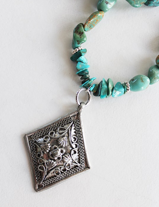 Turquoise and Sterling Silver Pendant - The Sonora Necklace
