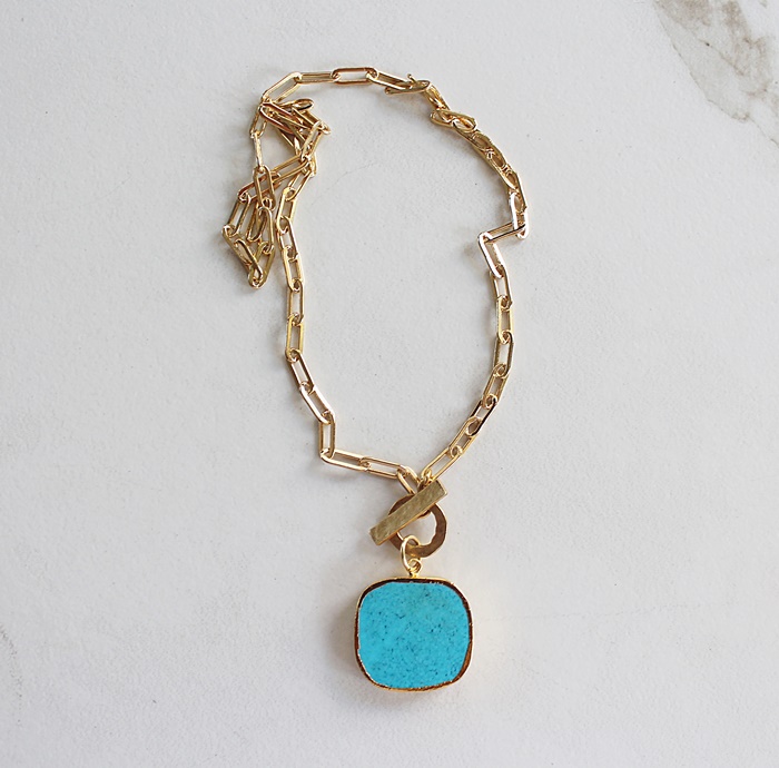 Turquoise Paperclip Necklace - The Santa Fe Necklace