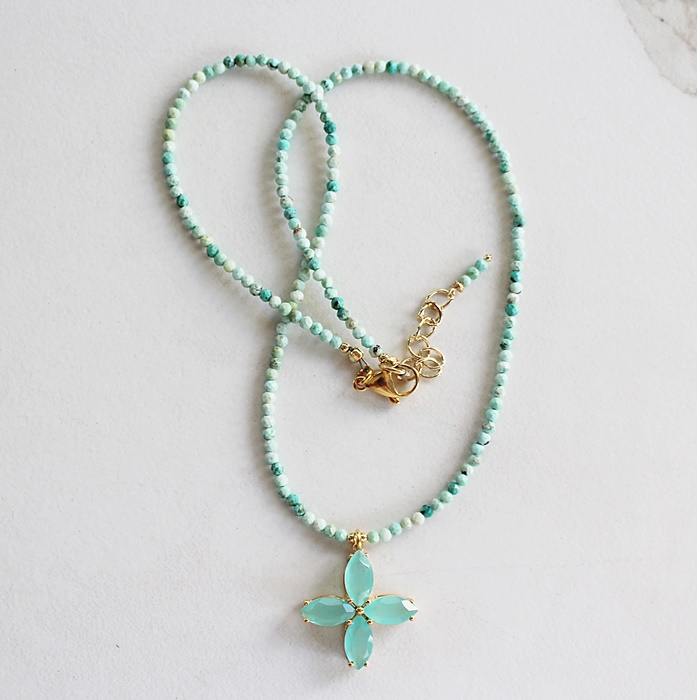 Amazonite and Chalcedony Necklace - The Caicos Necklace