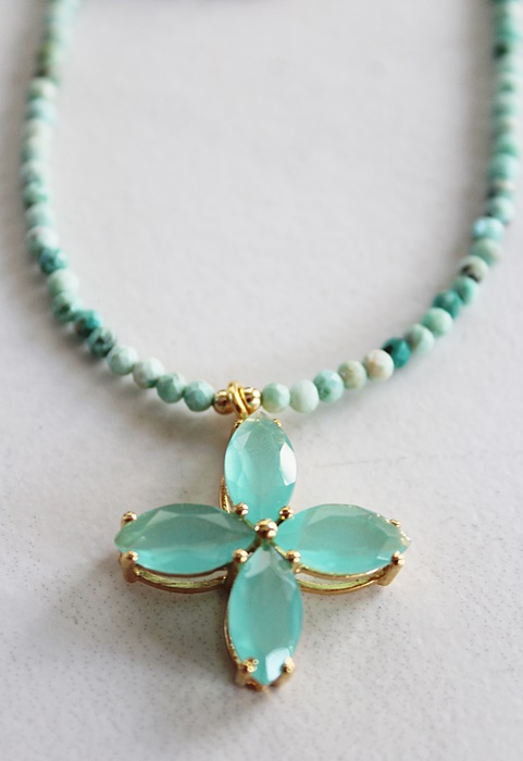 Amazonite and Chalcedony Necklace - The Caicos Necklace