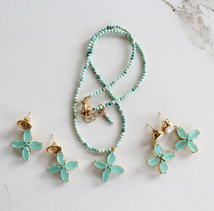 Aqua Chalcedony Earrings - The Caicos Earrings