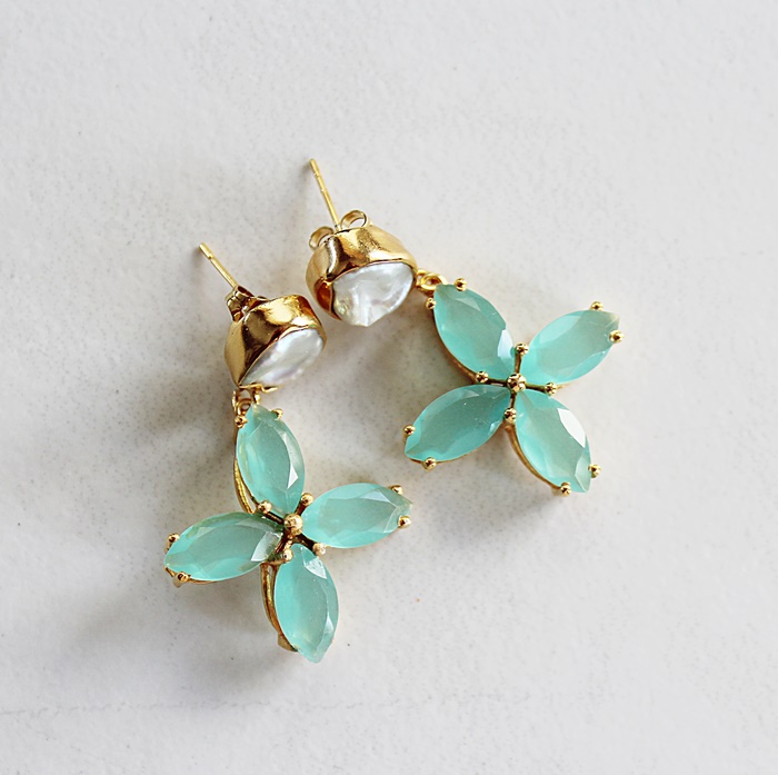 Aqua Chalcedony Earrings - The Caicos Earrings