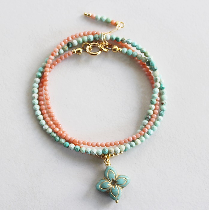 Coral and Amazonite Wrap Bracelet - The Apres Sea Bracelet