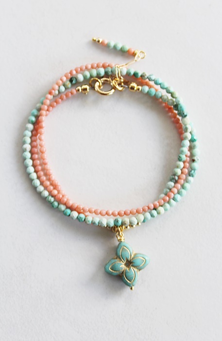 Coral and Amazonite Wrap Bracelet - The Apres Sea Bracelet