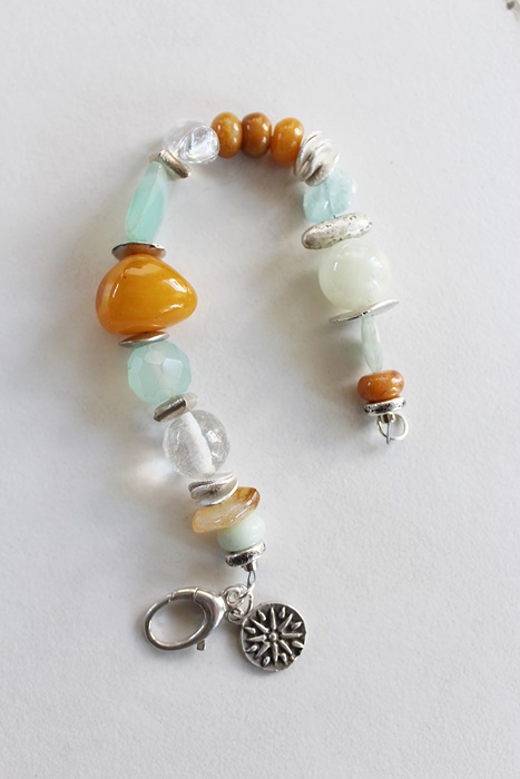 Aqua Chalcedony, Aquamarine, Amber, and Assorted Gem Bracelet - The Malibu Bracelet