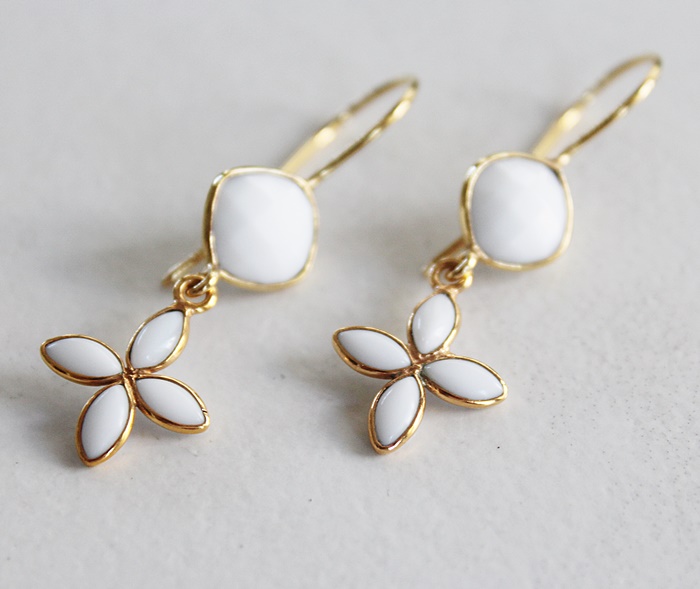 White Agate Drop Earrings - The Jessi Earrings