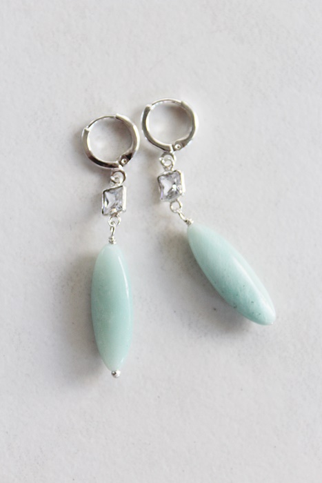 Amazonite and CZ Drops - The Aegean Earrings