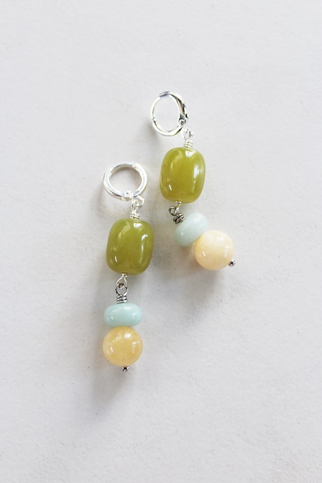 Lime Jade, Amazonite, Agate - The Terra Earrings