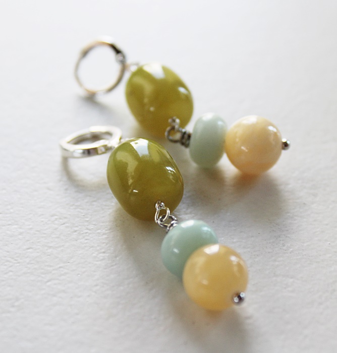 Lime Jade, Amazonite, Agate - The Terra Earrings