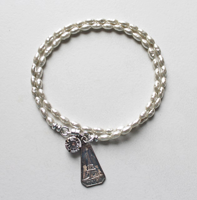 Double Wrap Vintage Glass Pearl Bracelet - The Parisienne Bracelet