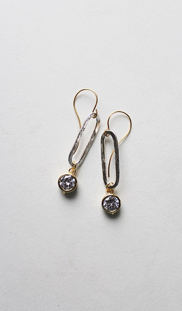 CZ and Silver Drop Earrings - The Trisha Earrings