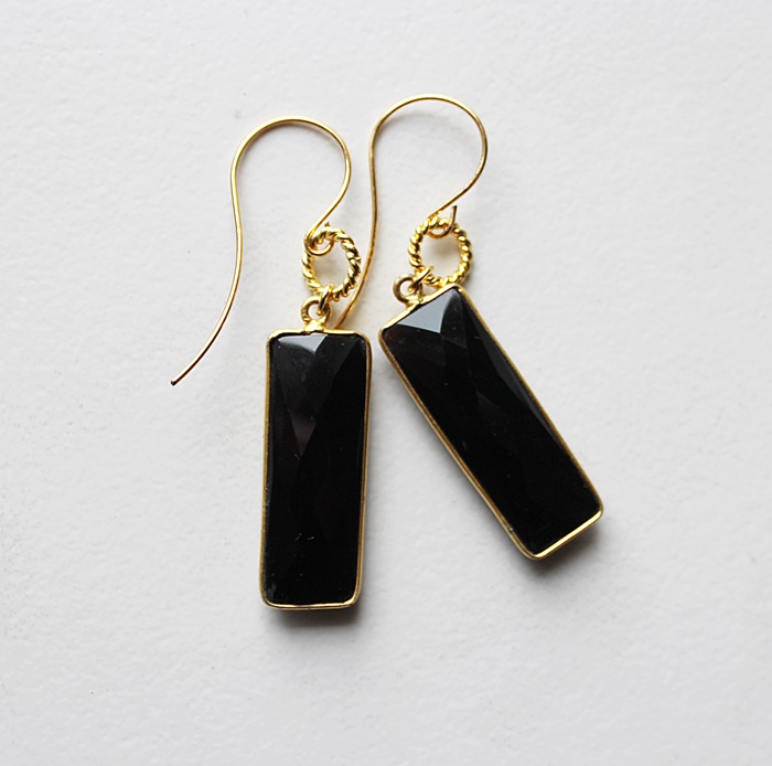 Black Agate Bar Earrings - The Sophie Earrings