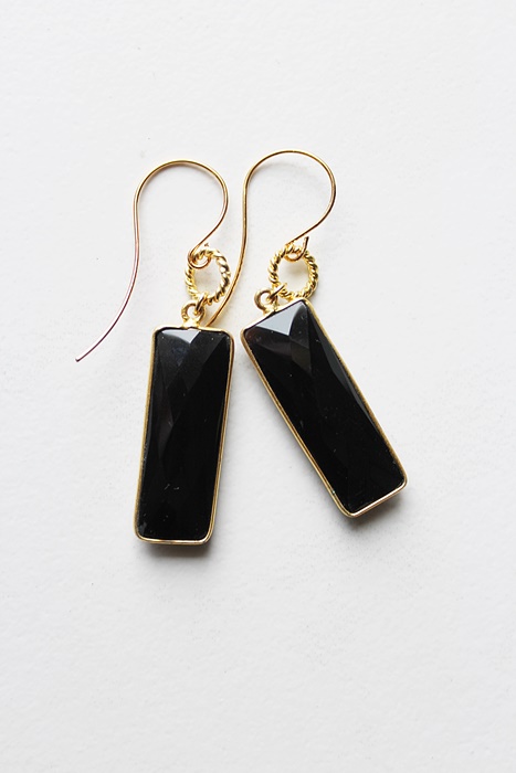 Black Agate Bar Earrings - The Sophie Earrings