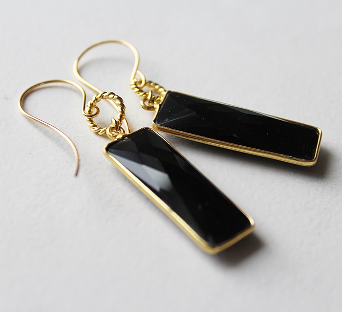 Black Agate Bar Earrings - The Sophie Earrings