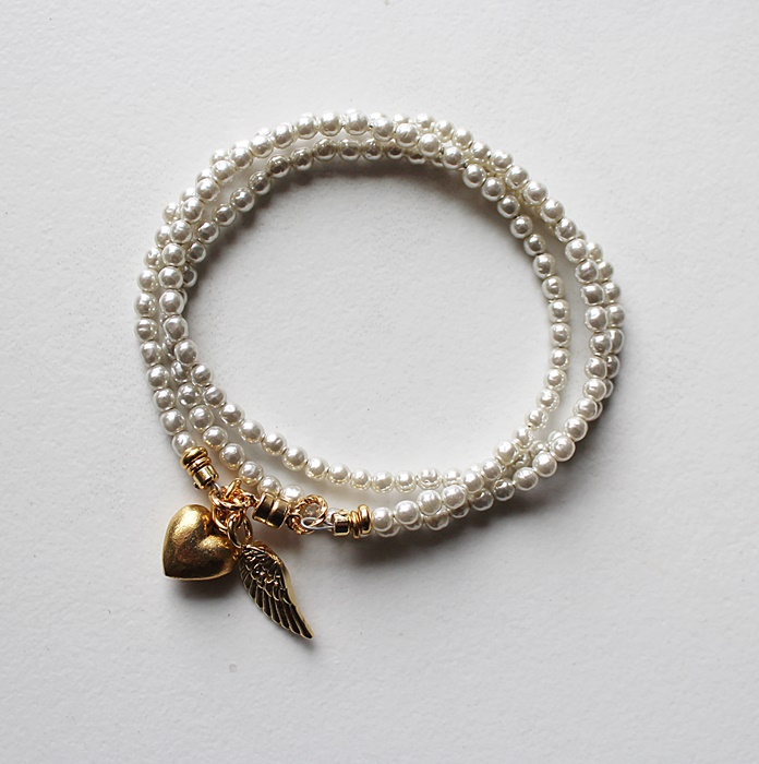 Triple Wrap Vintage Glass Pearl Bracelet/Necklace - The Winter Swan Bracelet