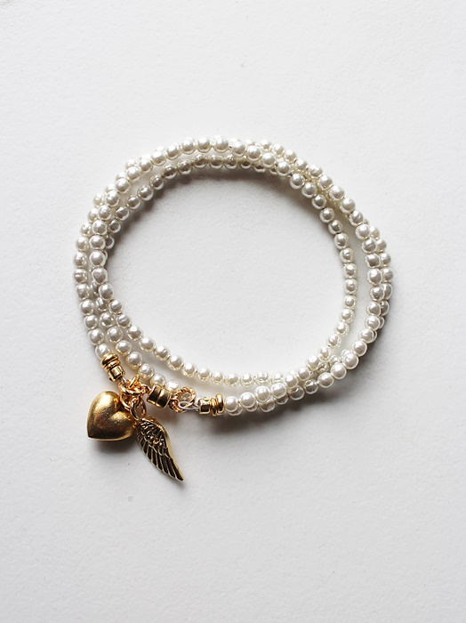 Triple Wrap Vintage Glass Pearl Bracelet/Necklace - The Winter Swan Bracelet