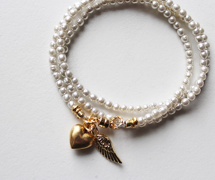 Triple Wrap Vintage Glass Pearl Bracelet/Necklace - The Winter Swan Bracelet