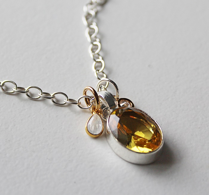 Citrine or Blue Topaz Drop Necklace - The November Necklace