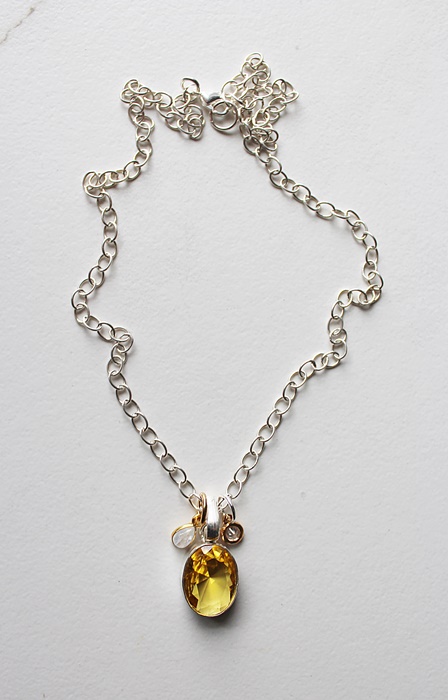 Citrine or Blue Topaz Drop Necklace - The November Necklace