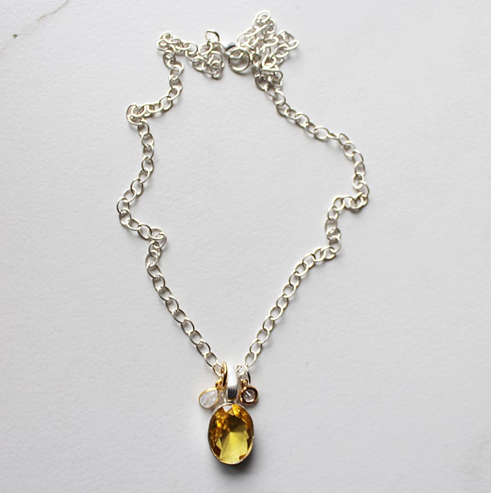 Citrine or Blue Topaz Drop Necklace - The November Necklace