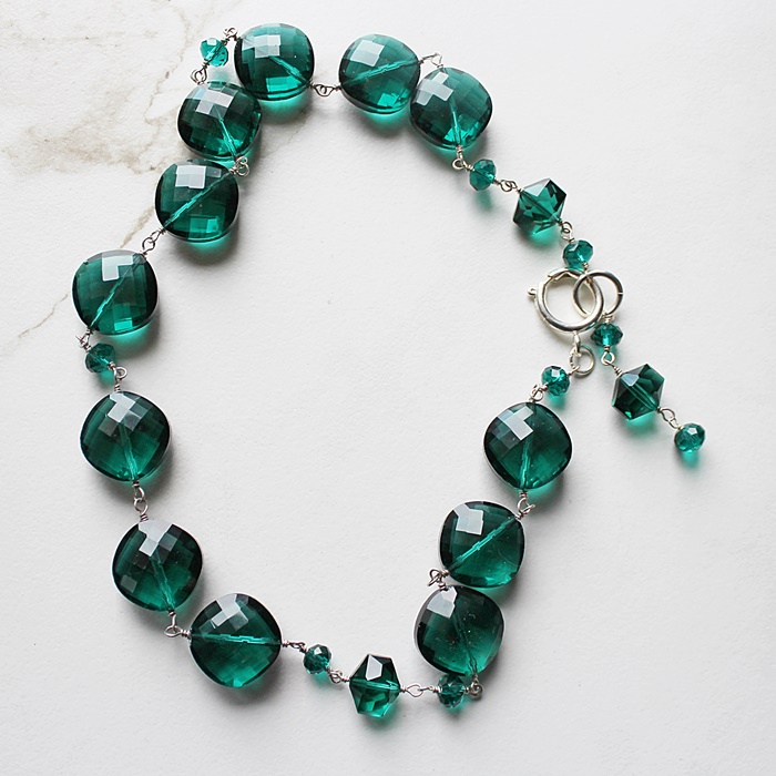 Vintage Glass Statement Necklace - The Winter Forest Necklace