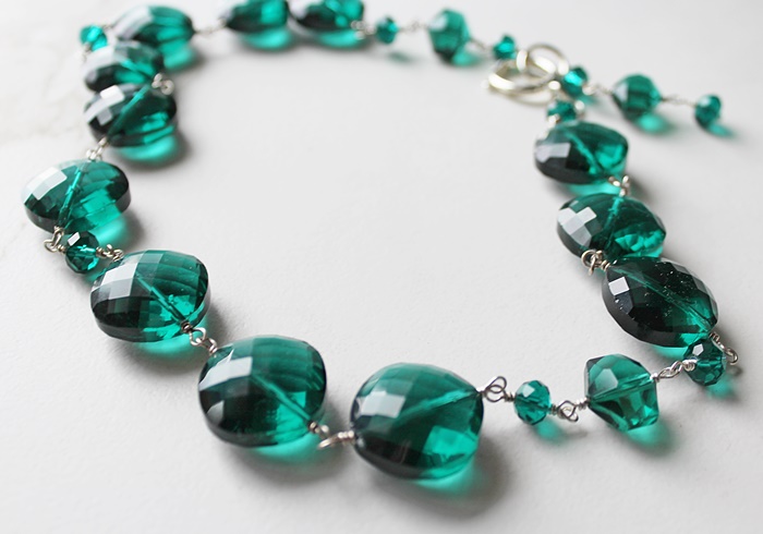 Vintage Glass Statement Necklace - The Winter Forest Necklace