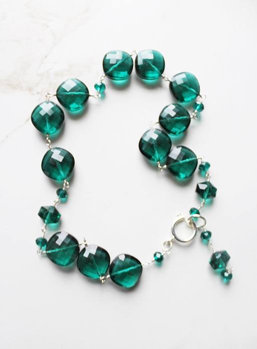 Vintage Glass Statement Necklace - The Winter Forest Necklace