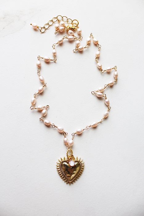 Gold or Silver Sacred Heart and FWP Necklace - The Notre Dame Necklace