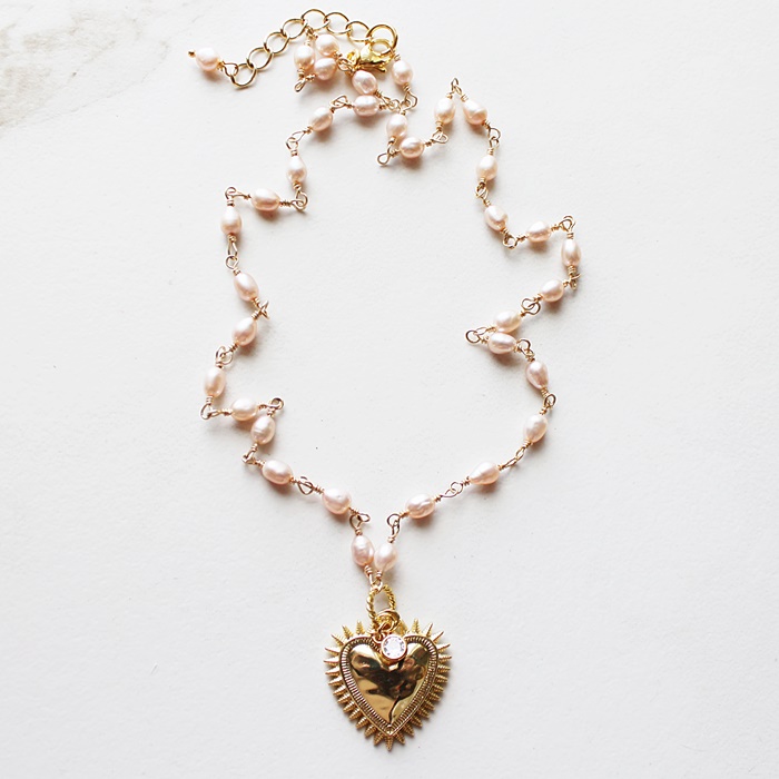 Gold or Silver Sacred Heart and FWP Necklace - The Notre Dame Necklace