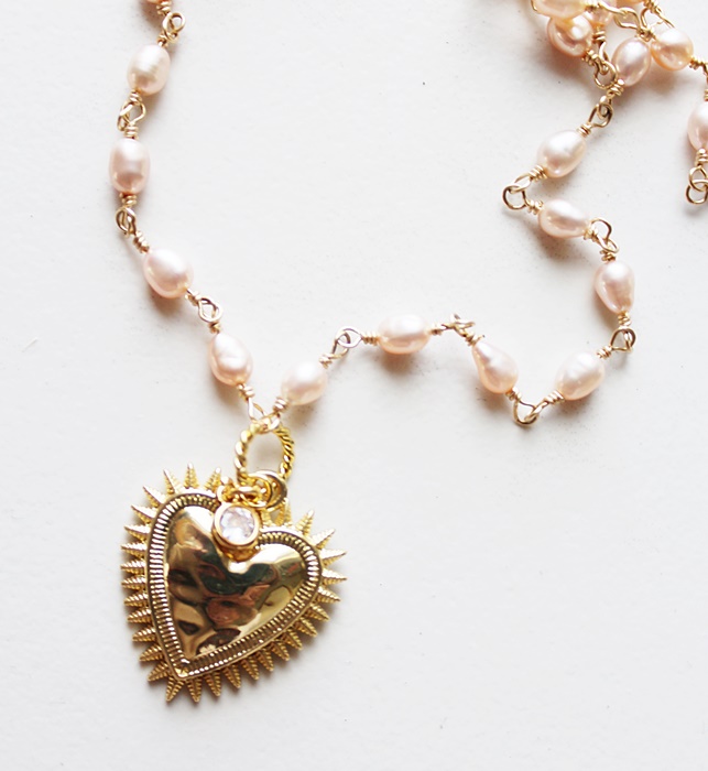 Gold or Silver Sacred Heart and FWP Necklace - The Notre Dame Necklace