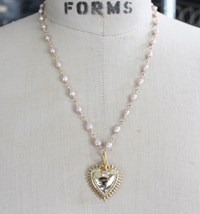 Gold or Silver Sacred Heart and FWP Necklace - The Notre Dame Necklace