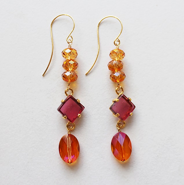 Sparkly Crystal and Morganite Earrings - The Perry Earrings